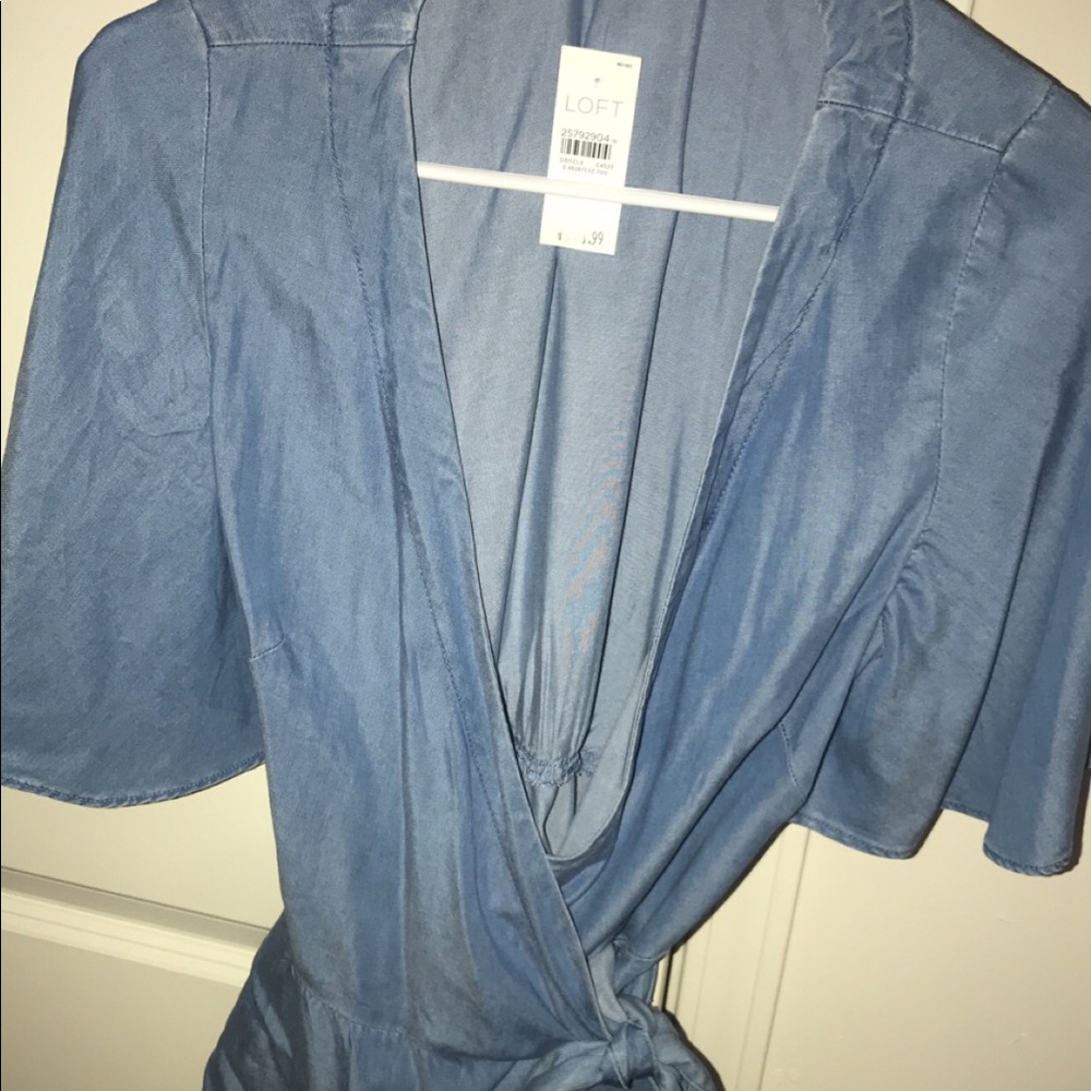 loft short sleeve wrap blouse.